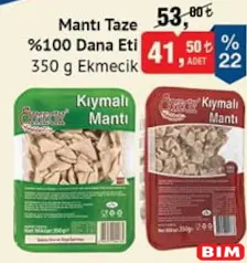 EKMECİK MANTI TAZE %100 DANA ETİ 350 G fiyat ve kampanya bilgisi